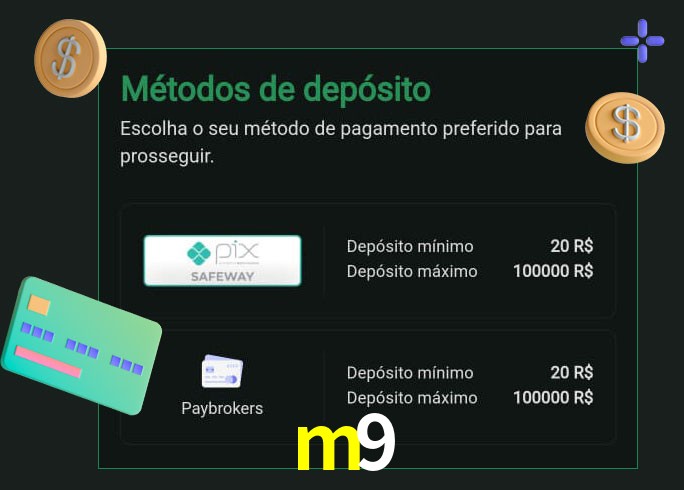 O cassino m9 oferece uma grande variedade de métodos de pagamento